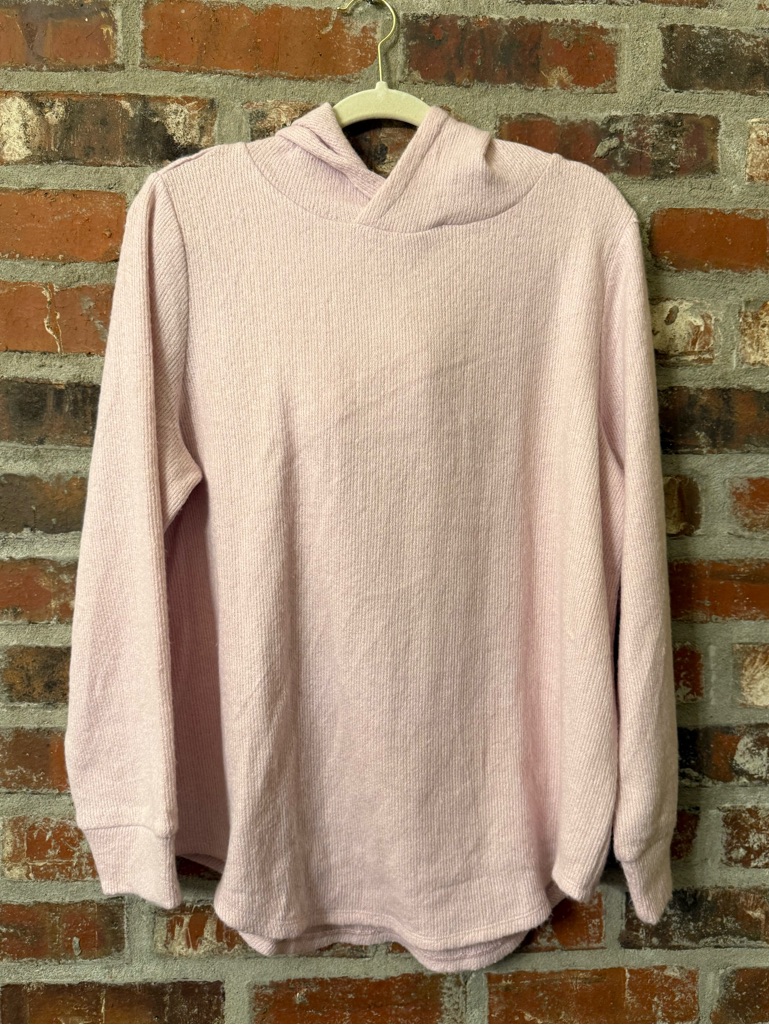 S40 - Loft Cozy Light Pink Hooded Knit Sweater